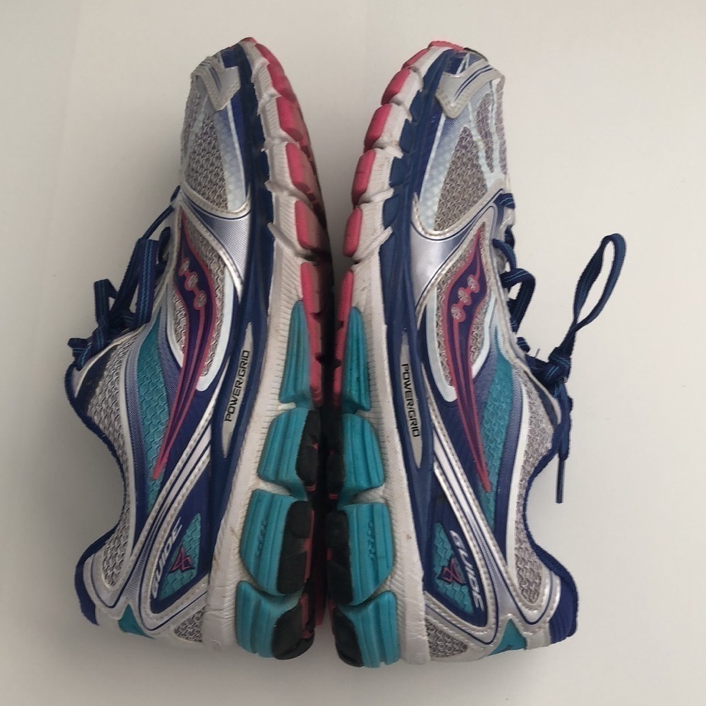 Saucony Guide 8 running shoes with mesh sides size 9 colors of silver blue white - Picture 3 of 8